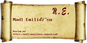 Madl Emiliána névjegykártya
